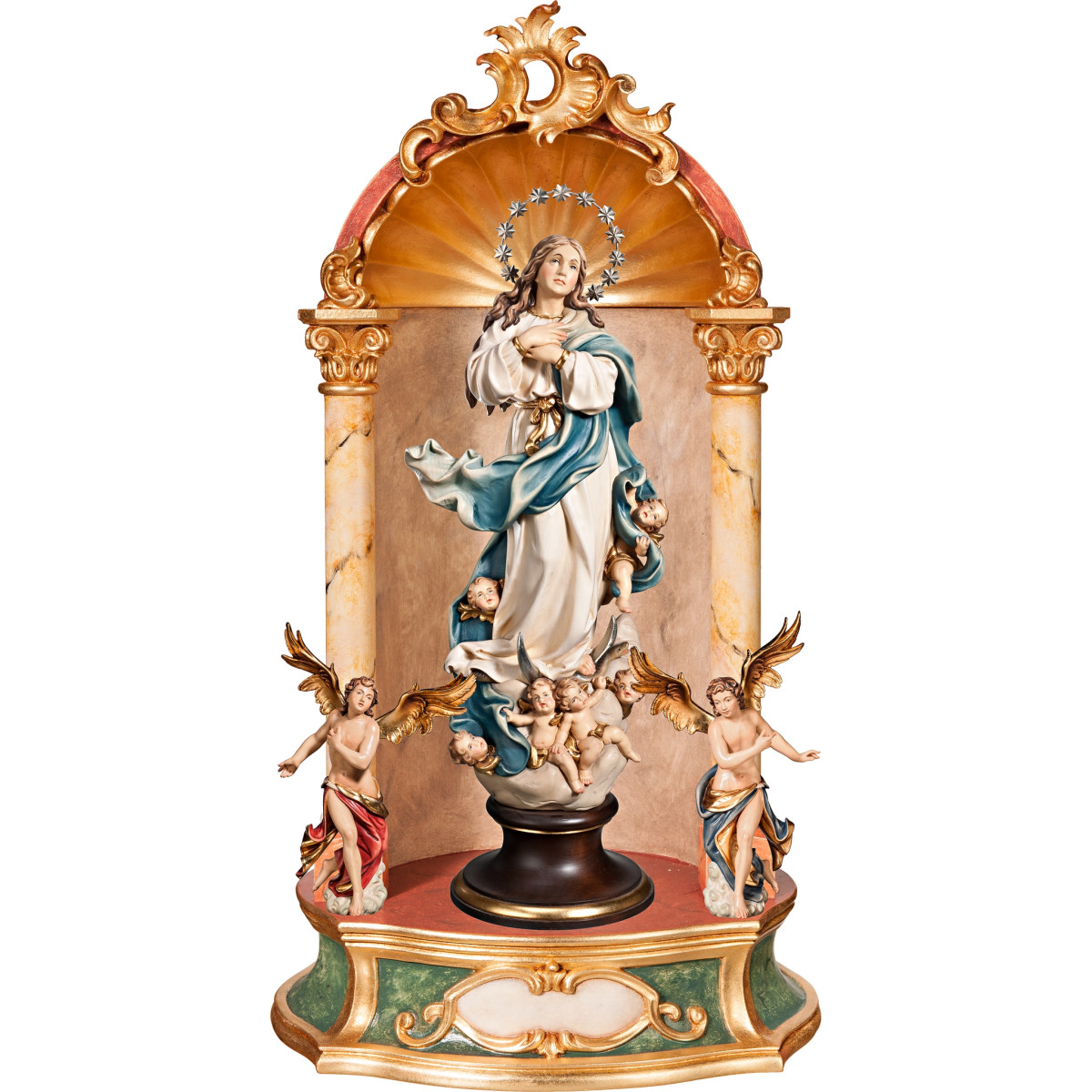 Virgen de la Purísima Concepción con corona de estrellas de plata - Altar casero barroco